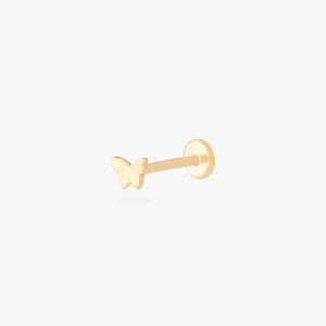 14K Butterfly Flatback Stud