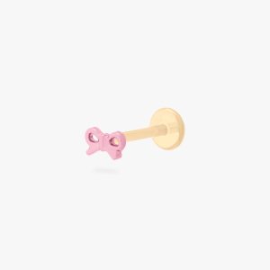 Pink Bow Flatback Stud