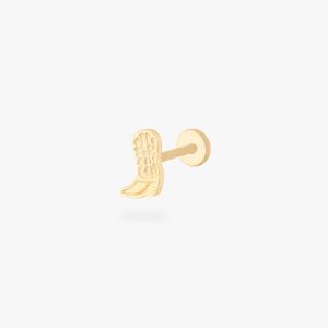 14K Cowboy Boot Flatback Stud