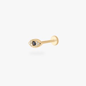 14K Pave Evil Eye Flatback Stud
