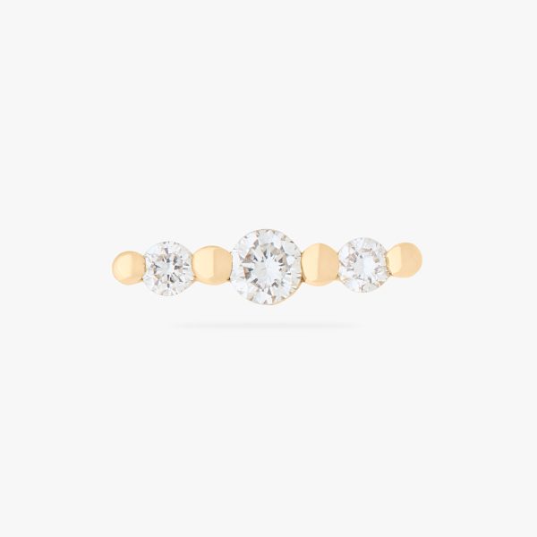 14K Long Round Diamond Yellow Gold