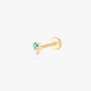 14K Stacked CZ Flatback Stud