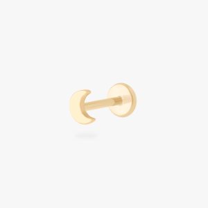 14K Moon Flatback Stud