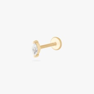 14K Marquise Flatback Stud