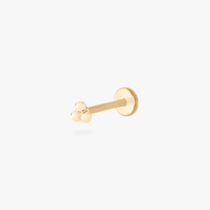 14K Beaded Triad Flatback Stud
