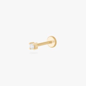 14K Mini Diamond Flatback Stud