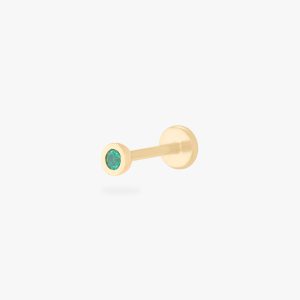 14K Emerald Bezel Flatback Stud