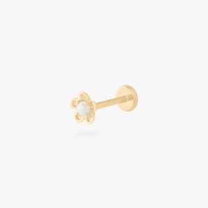 14K Pearl Daisy Flatback Stud