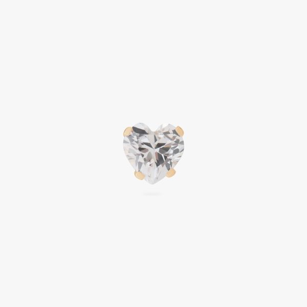 14K CZ Heart Piercing Stud
