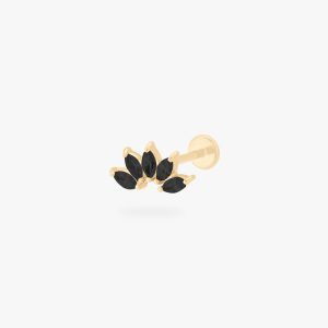 14K Crown Marquise Flatback Stud