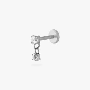Titanium CZ Dangle Flatback Stud
