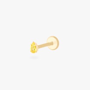 14K Pear CZ Flatback Stud