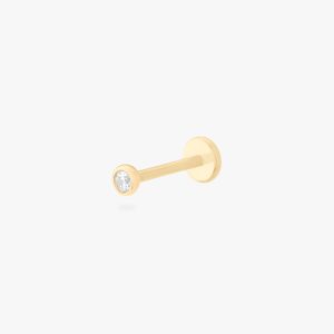 14K Bezel CZ Flatback Stud