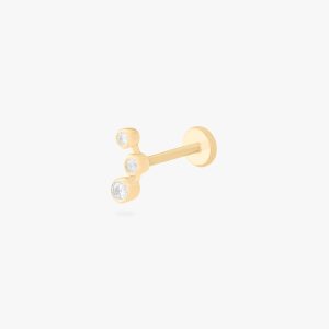 14K CZ Bezel Cluster Flatback Stud